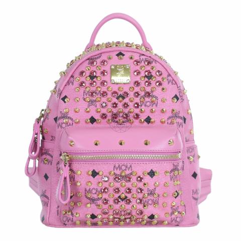 Mcm white best sale studded backpack